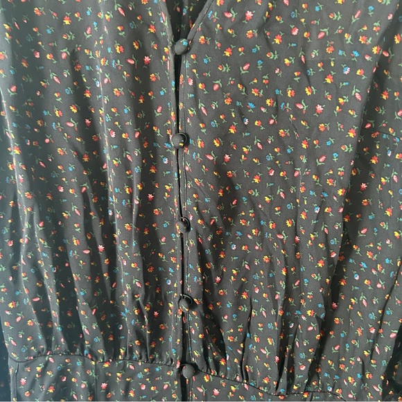NWT VERONICA BEARD Riggins Button Front Silk Mini Dress Black Floral Print - Picture 4 of 8